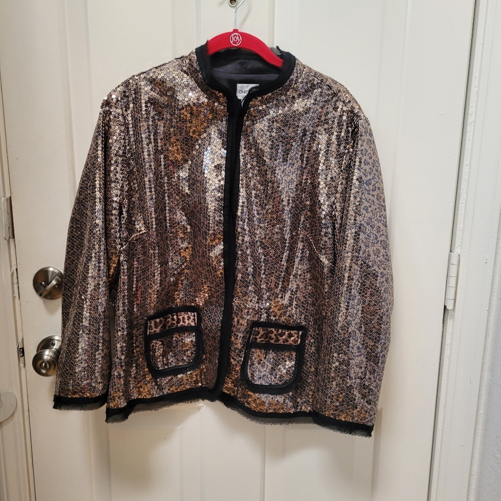 Chico's Sequined Open Blazer-Size 3